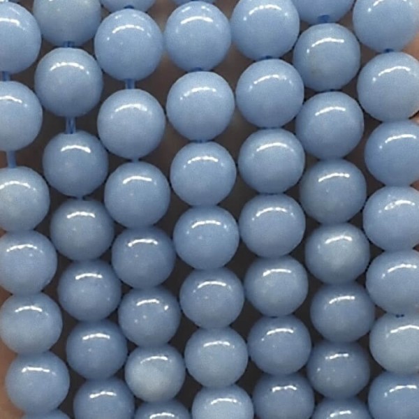 Angelite 8mm natural stone beads 38-40cm strand