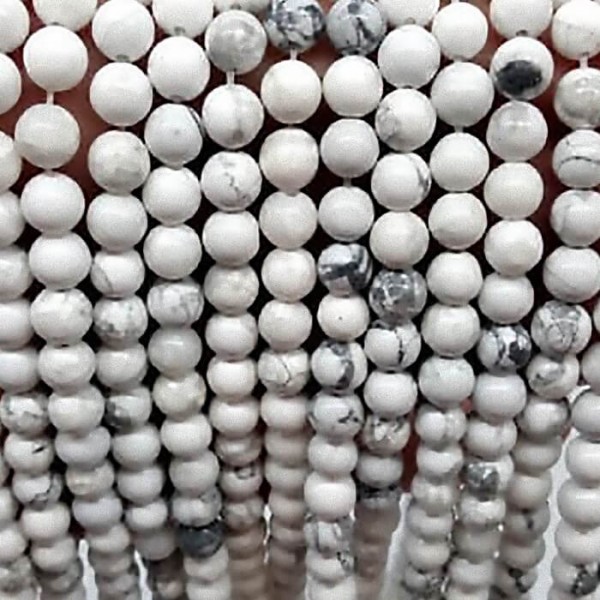 Hovlīts 6mm dabīgu akmens pērļu virtene 38-40cm 
