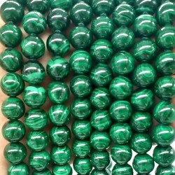 Malachite natural beads sized 10mm on 38-40cm string 