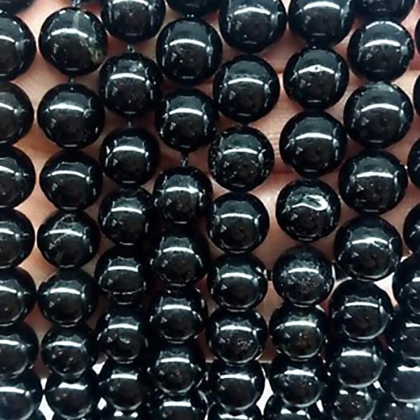 Black Tourmaline 10mm natural stone beads 38-40cm strand