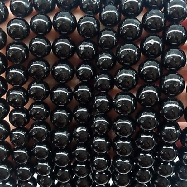 Black Tourmaline 8mm natural stone beads 38-40cm strand