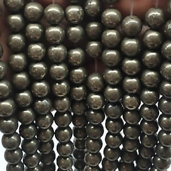 Pyrite natural stone beads size 10mm on 38-40cm strand