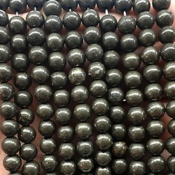 Pyrite natural stone beads size 8mm on 38-40cm strand