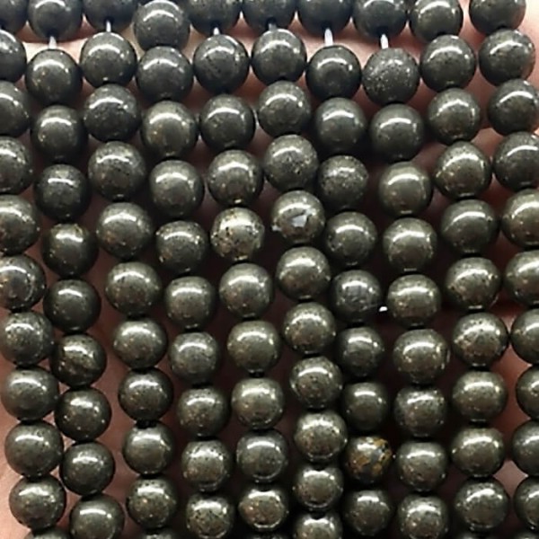 Pyrite natural stone beads size 8mm on 38-40cm strand