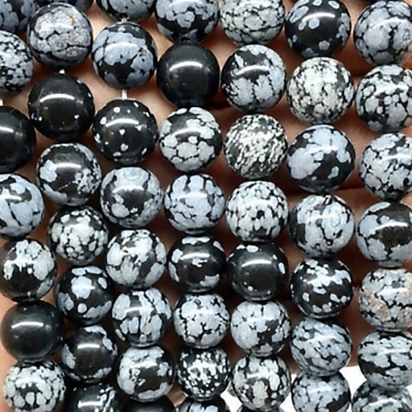Snowflake Obsidian 10mm natural stone beads 38-40cm strand