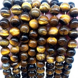 Tiger eye natural stone beads 10mm on 38-40cm string 