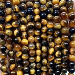 Tīģeracs 6mm akmens pērļu virtene 38-40cm 