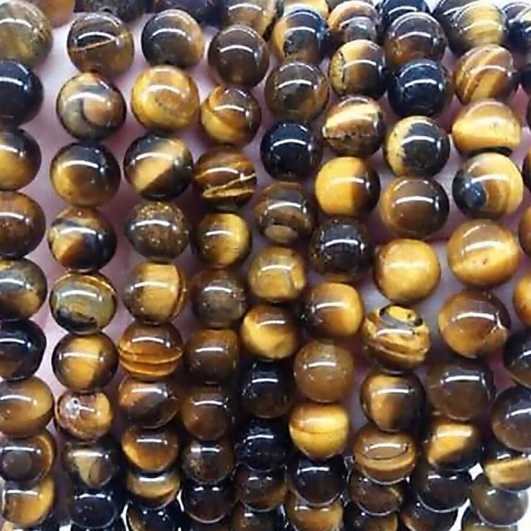 Tīģeracs 8mm akmens pērļu virtene 38-40cm 