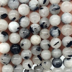 Tourmalinated Quartz 10mm natural stone beads 38-40cm strand