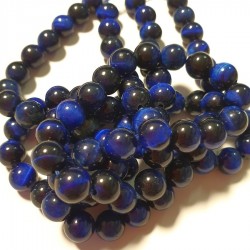 Natural Blue Tiger's-eye (Hawk's eye) beads 8mm on 38-40cm string 