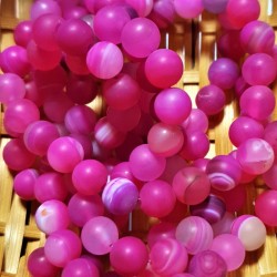 Natural round matte agate fuchsia beads 8mm on 38-40cm string 