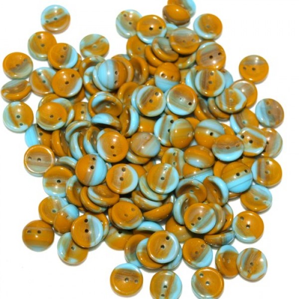 Mustard Turquoise Piggy beads 4x8mm (x1)