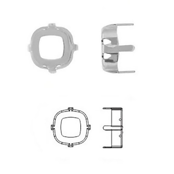 Metāla ietvars 10x10mm SWAROVSKI 4470 kristāliem, rodija krāsā (x1)