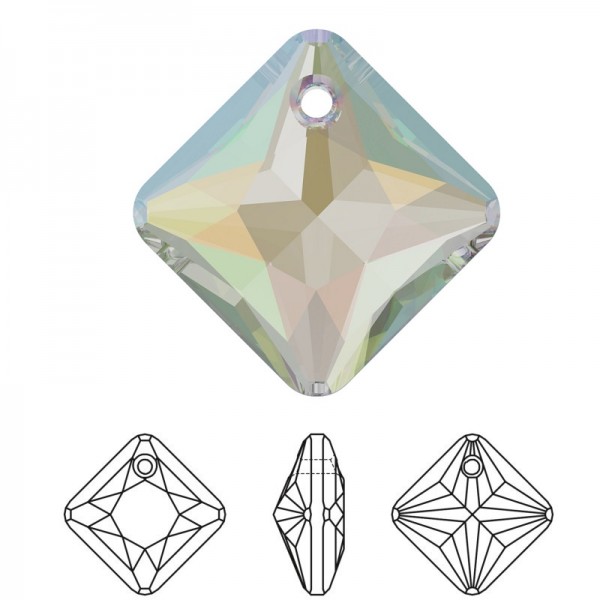 SWAROVSKI 6431 Princess Cut Pendant 16mm Crystal (001) Aurore Boreale (AB) (x1)