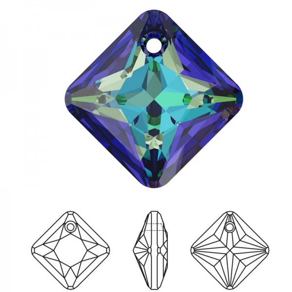 SWAROVSKI 6431 Princess Cut Pendant 16mm Crystal (001) Bermuda Blue (BB) (x1)