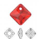 SWAROVSKI 6431 Princess Cut Pendant 16mm Light Siam (227) (x1)