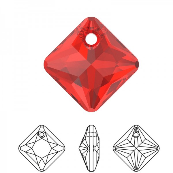 SWAROVSKI 6431 Princess Cut Pendant 16mm Light Siam (227) (x1)