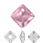 SWAROVSKI 6431 Princess Cut Pendant 16mm Rose (209) (x1)