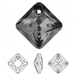 SWAROVSKI 6431 Princess Cut Pendant 16mm Crystal (001) Silver Night (SINI) (x1)