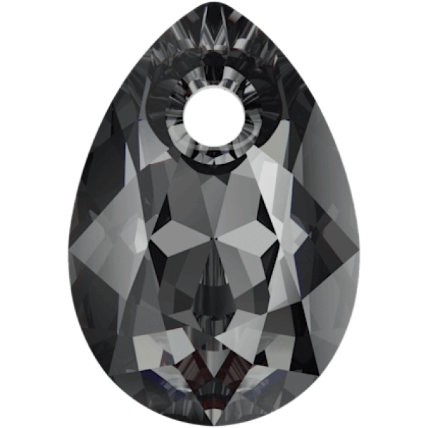SWAROVSKI 6433 Pear Cut Pendant 16mm Crystal (001) Silver Night (SINI) (x1)