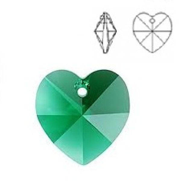 SWAROVSKI 6202 Heart Pendant 14.4x14mm  Emerald (x1)