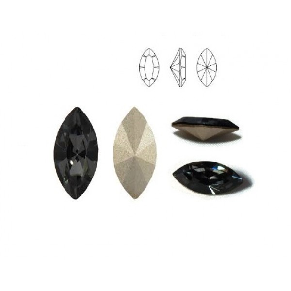 15x7mm SWAROVSKI 4228 Xilion Navette Crystal Silvernight F (x1)