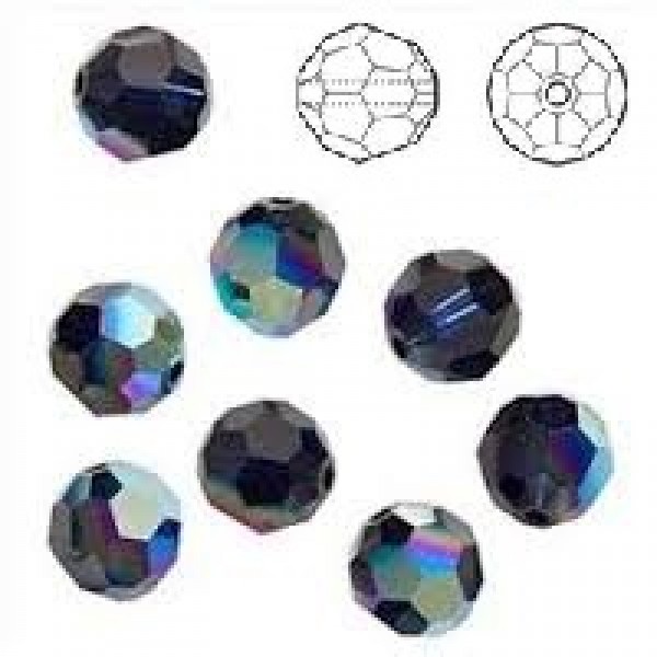 SWAROVSKI 5000 Faceted Round Beads 6mm Jet AB (x1)