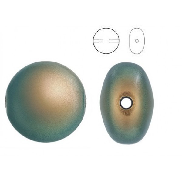 5860 10mm Crystal Iridescent Green Coin Pearls (001 930) (x1)