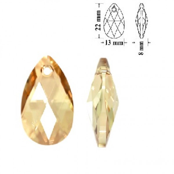 SWAROVSKI 6106 Pear Shape Pendant 22mm Crystal Golden Shadow (x1) 