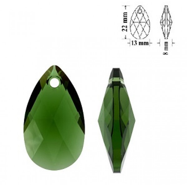 SWAROVSKI 6106 Pear Shape Pendant 22mm Dark Moss Green (x1) 