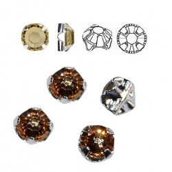 Light Colorado Topaz F ss12 SWAROVSKI 53100 Rose Montees Silver Brushed (x10)