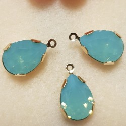 4320 14x10mm Pacific Opal F Pear shape Fancy stone in setting w/loop, gold plt (x1)