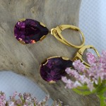 4320 14x10mm Amethyst F Pear shape Fancy stone ietvarā ar cilpu, zelta p.(x1)