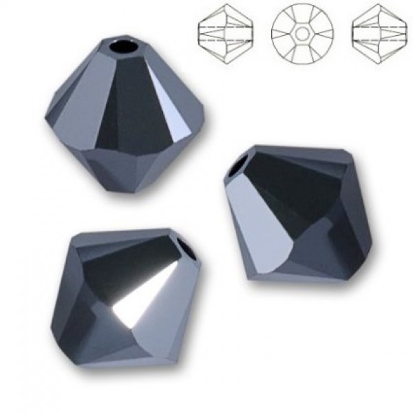 SWAROVSKI 5328 Bicone 4mm Jet Hematite (x10)