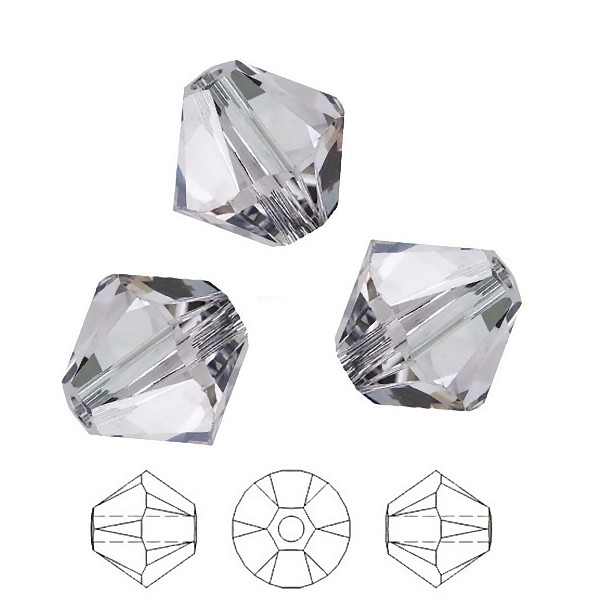 SWAROVSKI 5328 Bicone 4mm Crystal Silver Shade (x10)