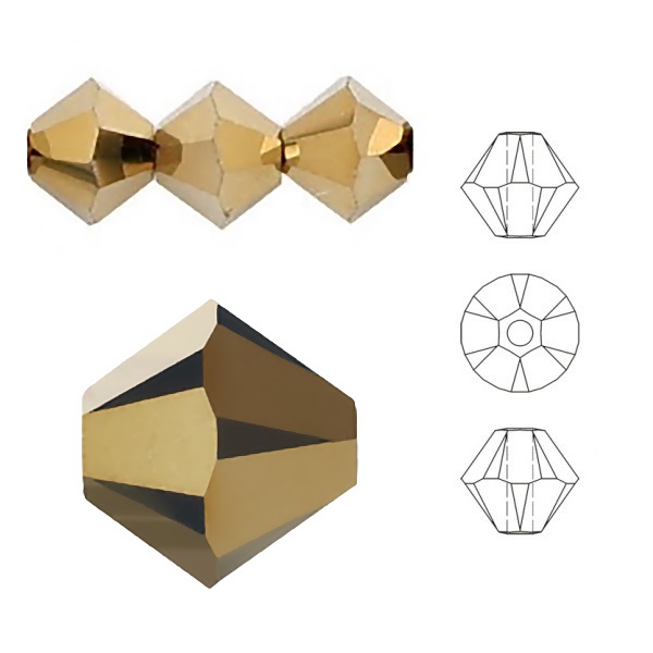 SWAROVSKI 5328 Bicone 4mm Crystal Dorado 2x (x10)