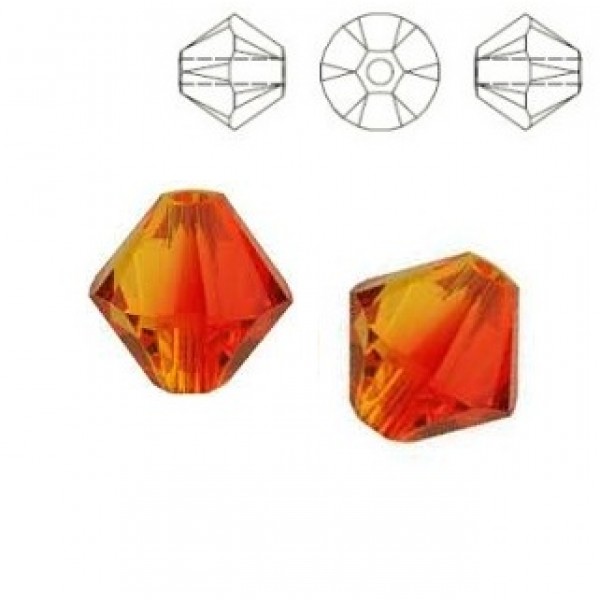 SWAROVSKI 5328 Bicone 4mm Fire Opal (x10)