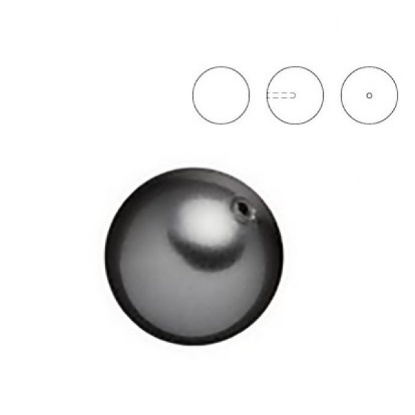 Half Drilled Crystal Dark Grey Pearl 8mm (001 617) (x1)