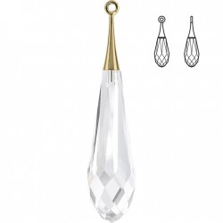 44mm Crystal Pure Drop Pendant (half hole)-gold trumpet cap (x1)