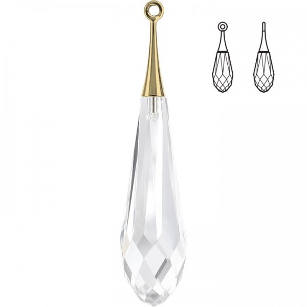 44mm Crystal Pure Drop Pendant (half hole)-gold trumpet cap (x1)