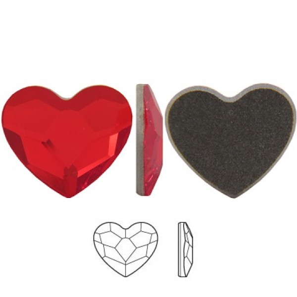2808 Heart Flat Back 6mm Light Siam (227) F (x1)