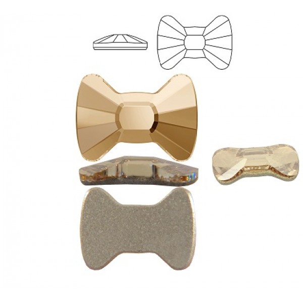 2858 Bow Tie Flat Back 6x4.5mm Crystal (001) Golden Shadow (GSHA) F (x1)