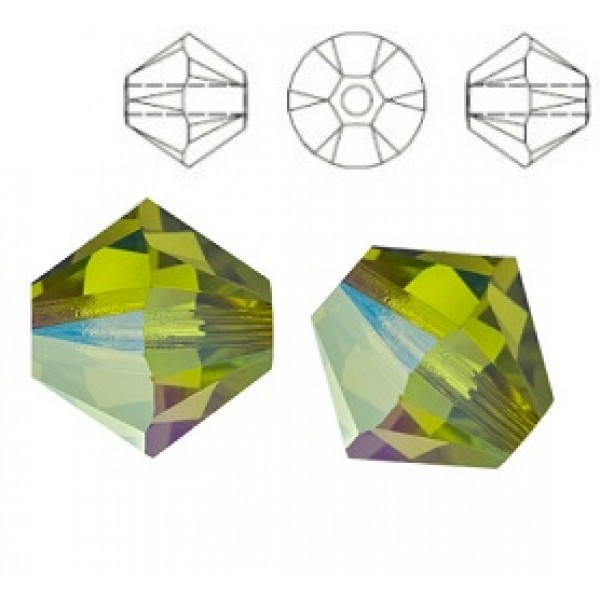 SWAROVSKI 5328 Bicone 4mm Olivine AB (x10)