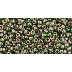 Toho Nr11 Inside-color Peridot/Fuschia Lined 20g