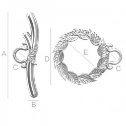 Elegant Toggle set, Sterling Silver AG-925 (x1)
