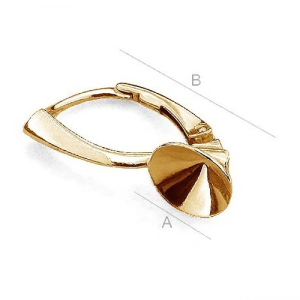 24K gold 0.4µm plated Leverback w/ setting for ss39 (8mm) 1088 SWAROVSKI Xirius Chaton, Sterling Silver AG-925 (x2)