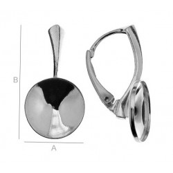 Leverback w/ setting for 14mm SWAROVSKI 1122 Rivoli, Sterling Silver AG-925 (x2)