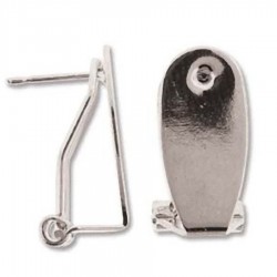21x9mm Earclip with post, silver plated (x2)
