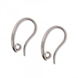 19x11mm Silver plated Ear wire w/2mm opened loop (x2)