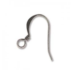 Ear wire, antique silver (x2)